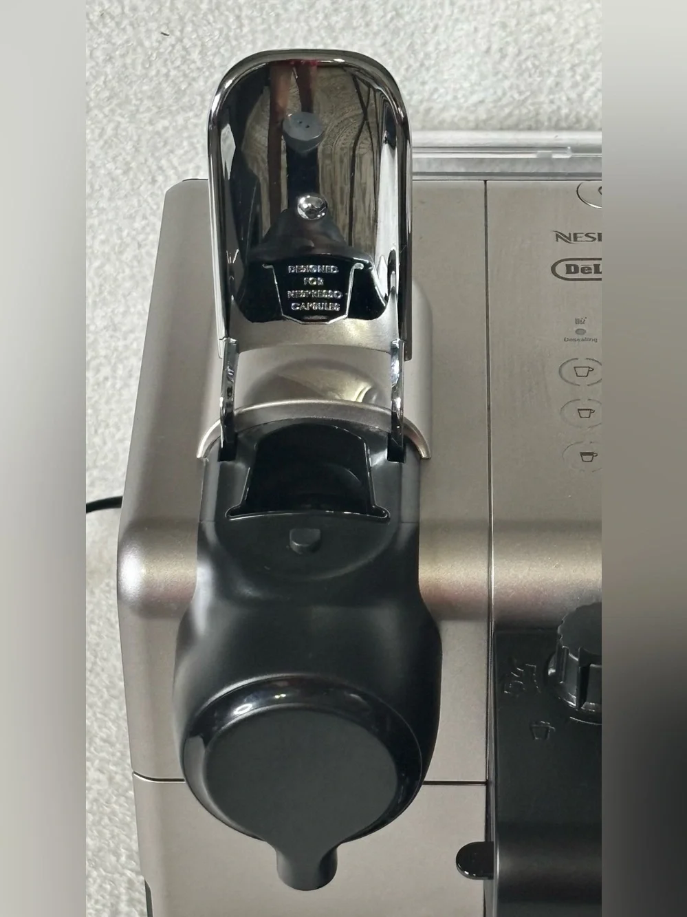 Nespresso-compatible Silver Espresso Machine with Built-In Milk Frother